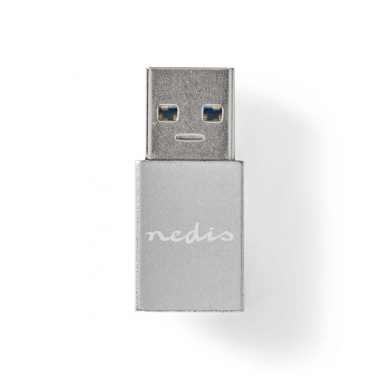 Nedis USB-A Adapter | USB 3.2 Gen 1 | USB-A Han | USB-C™ Hun | 5 Gbps | Runde | Nikkelplateret | Sølv | Cover Window Box