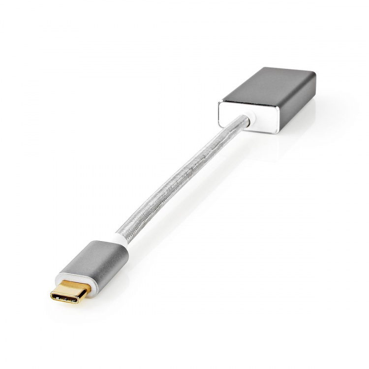 Nedis USB-C™ Adapter | USB 3.2 Gen 1 | USB-C™ Han | DisplayPort Hun | 0.20 m | Runde | Guldplateret | Flettet / Nylon | Sølv | Cover Window Box