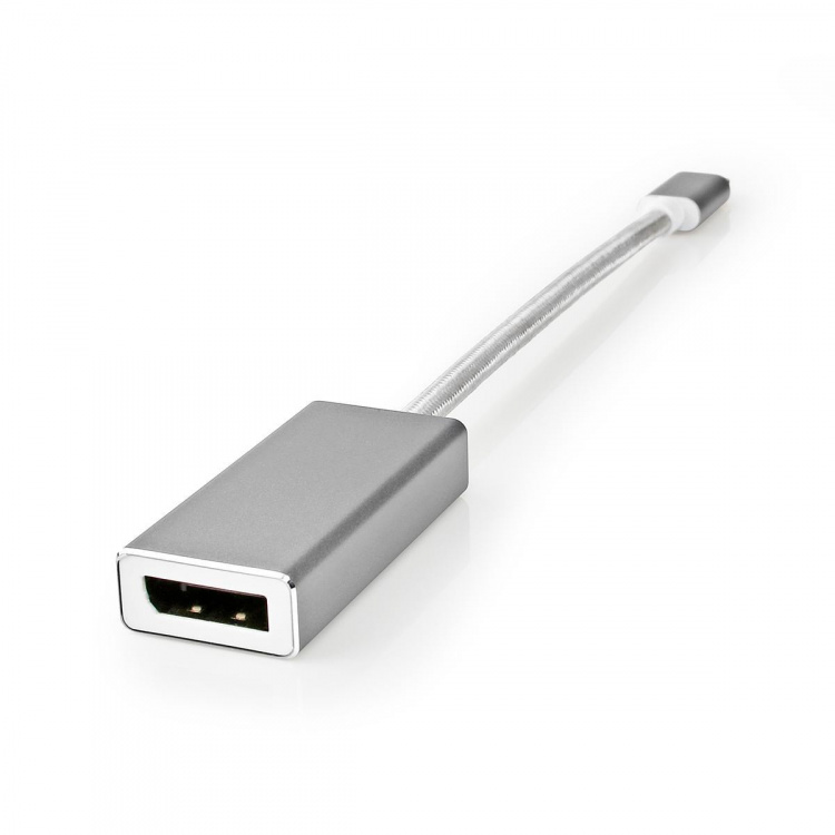 Nedis USB-C™ Adapter | USB 3.2 Gen 1 | USB-C™ Han | DisplayPort Hun | 0.20 m | Runde | Guldplateret | Flettet / Nylon | Sølv | Cover Window Box