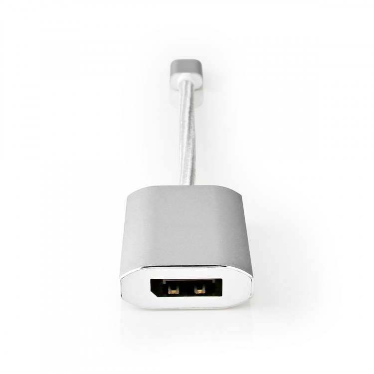 Nedis USB-C™ Adapter | USB 3.2 Gen 1 | USB-C™ Han | DisplayPort Hun / USB-C™ Hun | 4K@60Hz | Power delivery | 0.20 m | Runde | Guldplateret | Flettet / Nylon | Sølv | Cover Window Box