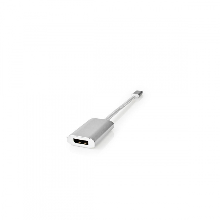 Nedis USB-C™ Adapter | USB 3.2 Gen 1 | USB-C™ Han | DisplayPort Hun / USB-C™ Hun | 4K@60Hz | Power delivery | 0.20 m | Runde | Guldplateret | Flettet / Nylon | Sølv | Cover Window Box