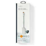 Nedis USB-C™ Adapter | USB 3.2 Gen 1 | USB-C™ Han | DisplayPort Hun / USB-C™ Hun | 4K@60Hz | Power delivery | 0.20 m | Runde | Guldplateret | Flettet / Nylon | Sølv | Cover Window Box