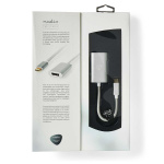 Nedis USB-C™ Adapter | USB 3.2 Gen 1 | USB-C™ Han | DisplayPort Hun / USB-C™ Hun | 4K@60Hz | Power delivery | 0.20 m | Runde | Guldplateret | Flettet / Nylon | Sølv | Cover Window Box