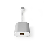 Nedis USB-C™ Adapter | USB 3.2 Gen 1 | USB-C™ Han | Mini DisplayPort Hunstik | Power delivery | 0.20 m | Runde | Guldplateret | Flettet / Nylon | Sølv | Cover Window Box