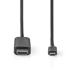 Nedis USB-C™ Adapter | USB 3.2 Gen 1 | USB-C™ Han | HDMI™ Stik | 4K@60Hz | 2.00 m | Runde | Nikkelplateret | PVC | Sort | Label