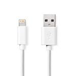 Nedis Lightning Kabel | USB 2.0 | Apple Lightning 8-pin | USB-A Han | 480 Mbps | Nikkelplateret | 3.00 m | Runde | PVC | Hvid | Label
