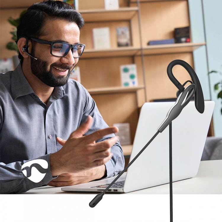 Nedis PC-headset | In-Ear | Mono | USB Type-A / USB Type-C™ | Fold-Away Mikrofon | Grå / Sort