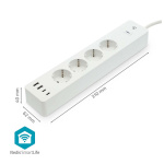 Nedis SmartLife Stikdåse | 2x USB-A / 2x USB-C™ / 4x plug with earth contact (CEE 7/3) | 16 A | 3680 W | 2.00 m | 0 - 55 °C | Android™ / IOS | Hvid Nedis SmartLife Stikdåse | 2x USB-A / 2x USB-C™ / 4x plug with earth contact (CEE 7/3) | 16 A | 3680 W | 2.00 m | 0 - 55 °C | Android™ / IOS | Hvid