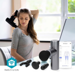Nedis SmartLife Sportsmassage Pistol | Accu drevet | Opladningsbar | 5 Massage typer | Fladt Hoved / Konisk hoved / Kugleformet hoved / Snørepose / U-formet hoved | Mørkegrå Nedis SmartLife Sportsmassage Pistol | Accu drevet | Opladningsbar | 5 Massage typer | Fladt Hoved / Konisk hoved / Kugleformet hoved / Snørepose / U-formet hoved | Mørkegrå