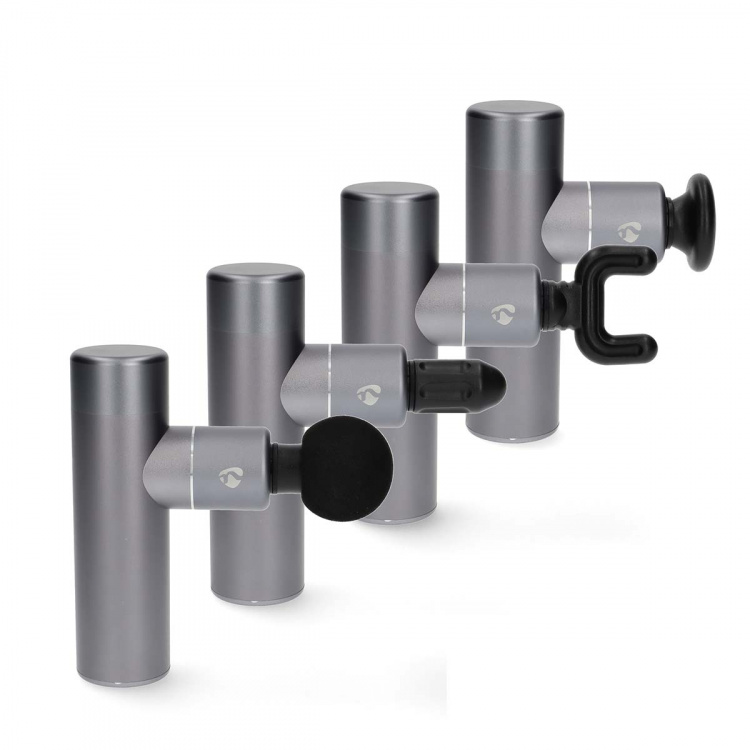 Nedis SmartLife Sportsmassage Pistol | Accu drevet | Opladningsbar | 5 Massage typer | Fladt Hoved / Konisk hoved / Kugleformet hoved / Snørepose / U-formet hoved | Mørkegrå Nedis SmartLife Sportsmassage Pistol | Accu drevet | Opladningsbar | 5 Massage typer | Fladt Hoved / Konisk hoved / Kugleformet hoved / Snørepose / U-formet hoved | Mørkegrå