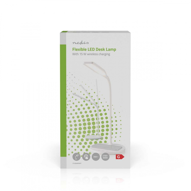 Nedis LED-lampe med trådløs oplader | Dimmer - Til produkt | LED | 15 W | Med dæmpning | Cool Hvid / Naturlig Hvid / Varm Hvid | 2700 - 6500 K