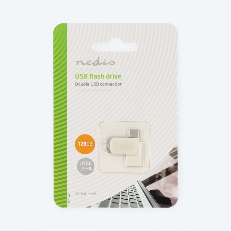 Nedis Flash Drev | 128 GB | USB-A / USB-C™ | Læs hastighed: 110 MB/s | Skrivehastighed: 30 MB/s