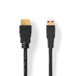Nedis High Speed ​​HDMI ™ kabel med Ethernet | HDMI™ Stik | HDMI™ Mini-stik | 4K@30Hz | 10.2 Gbps | 1.50 m | Runde | PVC | Sort | Label