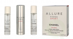Chanel Allure Homme Sport Giftset 60 ml Edt Twist and Spray 3 x 20ml, Cologne Travel Spray and 2x Refills
