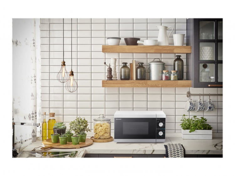 Sharp Mikrobølgeovn med grill Fritstående 800W 20liter Hvid/sort