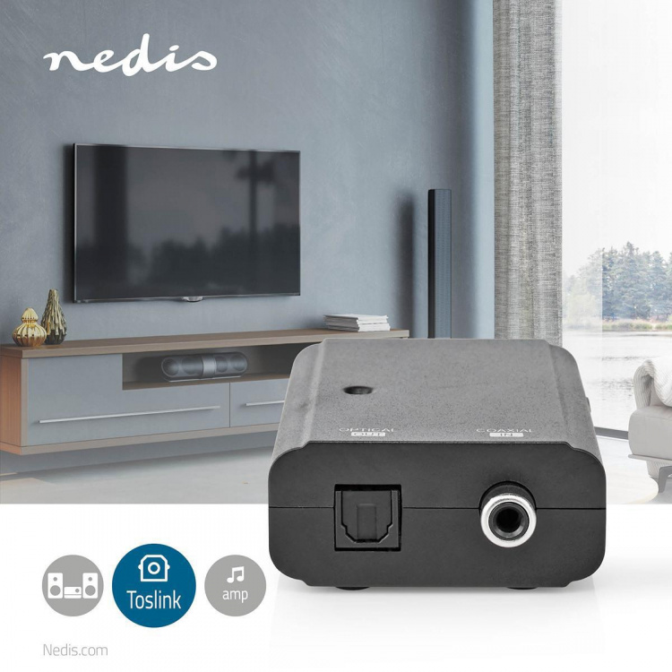 Nedis Digital Audio Converter | 1-vejs | Indgang til lyd- / video- / dataforbindelser: 1x S/PDIF | Audio / video / dataforbindelser output: TosLink Female | Manual | Sort