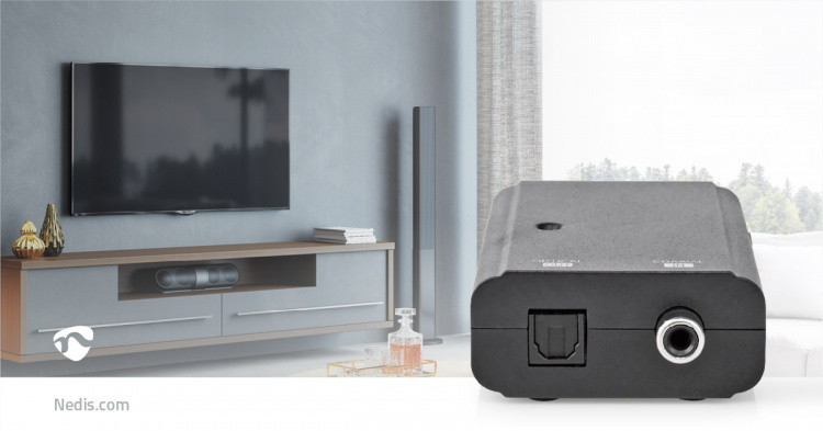 Nedis Digital Audio Converter | 1-vejs | Indgang til lyd- / video- / dataforbindelser: 1x S/PDIF | Audio / video / dataforbindelser output: TosLink Female | Manual | Sort