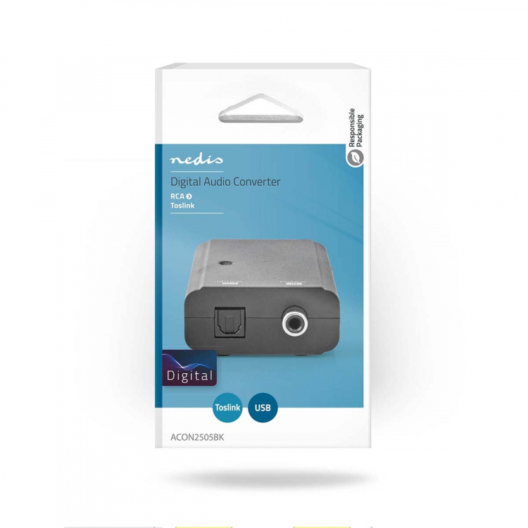 Nedis Digital Audio Converter | 1-vejs | Indgang til lyd- / video- / dataforbindelser: 1x S/PDIF | Audio / video / dataforbindelser output: TosLink Female | Manual | Sort