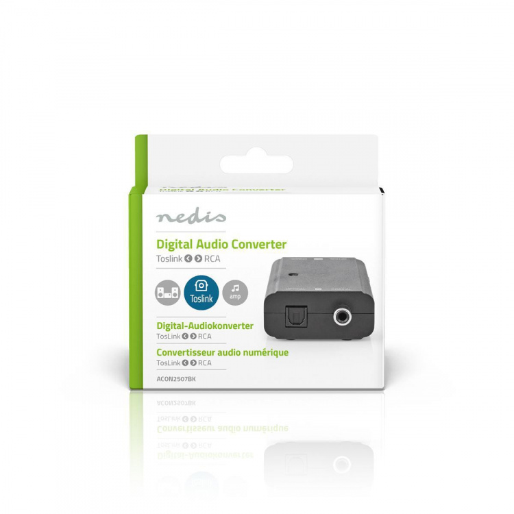 Nedis Digital Audio Converter | 1-veje | Indgang til lyd- / video- / dataforbindelser: 1x S/PDIF (RCA) Female / 1x Toslink Female | Audio / video / dataforbindelser output: 1x S/PDIF (RCA) Female / 1x TosLink Female | Manual | Sort