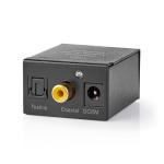 Nedis Digital Audio Converter | 1-vejs | Indgang til lyd- / video- / dataforbindelser: 1x Digital RCA / 1x TosLink | Audio / video / dataforbindelser output: 1x (2x RCA) / 1x 3.5 mm | Automatisk | Integreret forstærker | Sort
