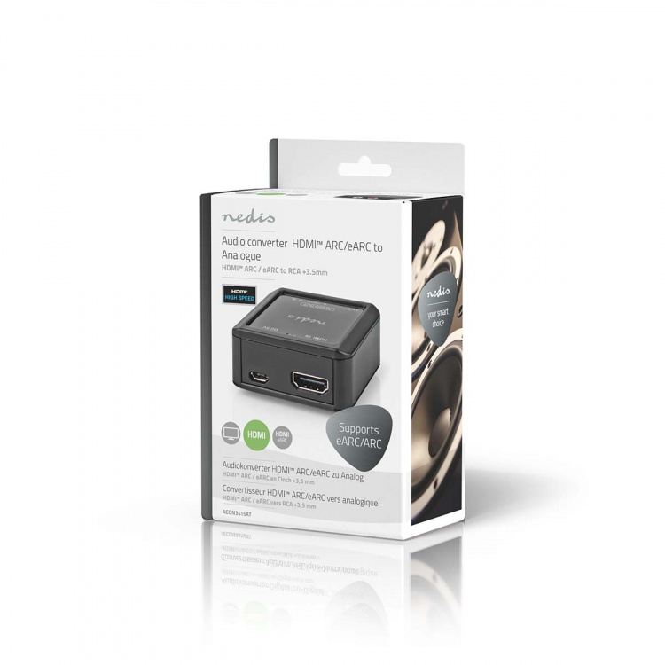 Nedis Digital Audio Converter | 1-vejs | Indgang til lyd- / video- / dataforbindelser: HDMI™ Input | Audio / video / dataforbindelser output: 1x 3.5 mm / 2x (2x RCA Female) | Automatisk | Antracit