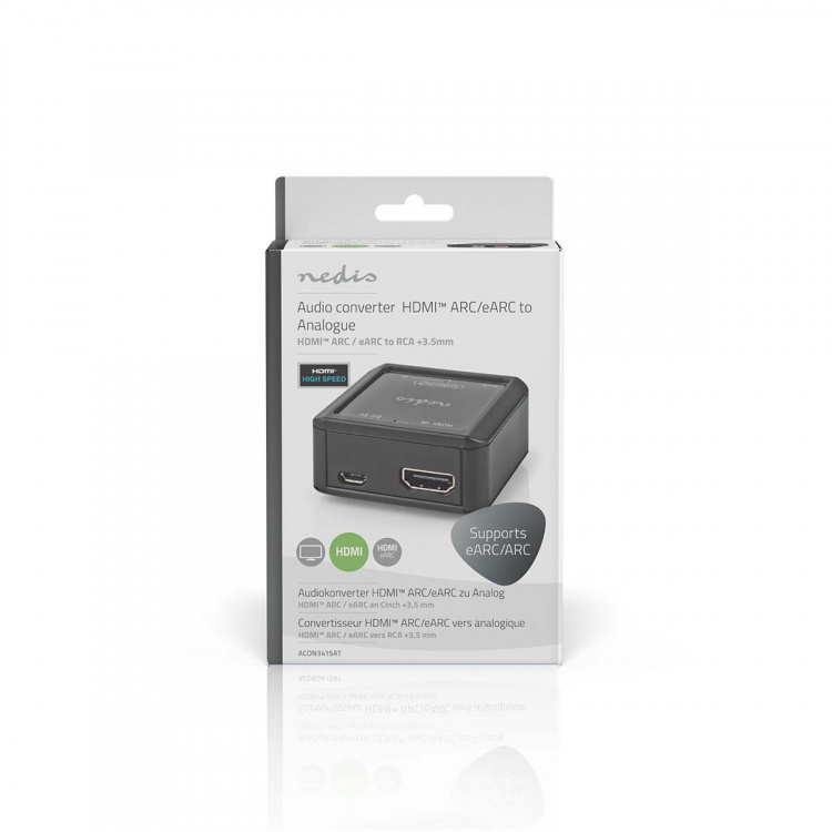 Nedis Digital Audio Converter | 1-vejs | Indgang til lyd- / video- / dataforbindelser: HDMI™ Input | Audio / video / dataforbindelser output: 1x 3.5 mm / 2x (2x RCA Female) | Automatisk | Antracit
