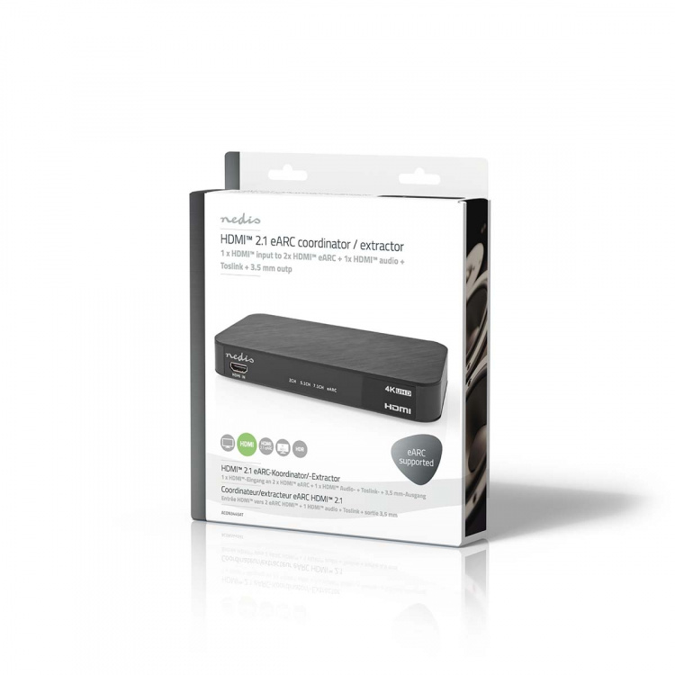Nedis Digital Audio Converter | 1-veje | Indgang til lyd- / video- / dataforbindelser: DC Power / 1x HDMI™ Input | Audio / video / dataforbindelser output: 1x 3.5 mm / 1x TosLink / 3x HDMI™ Output | Automatisk / Trykknap | Antracit