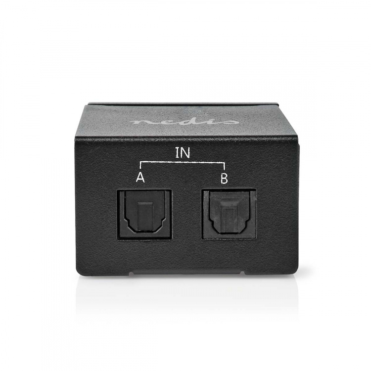 Nedis Digital Audio Switch | 1-veje | Indgang til lyd- / video- / dataforbindelser: DC Power / 2x TosLink | Audio / video / dataforbindelser output: TosLink Female | Manual / Switch | Metal | Sort