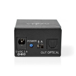 Nedis Digital Audio Switch | 1-veje | Indgang til lyd- / video- / dataforbindelser: DC Power / 2x TosLink | Audio / video / dataforbindelser output: TosLink Female | Manual / Switch | Metal | Sort