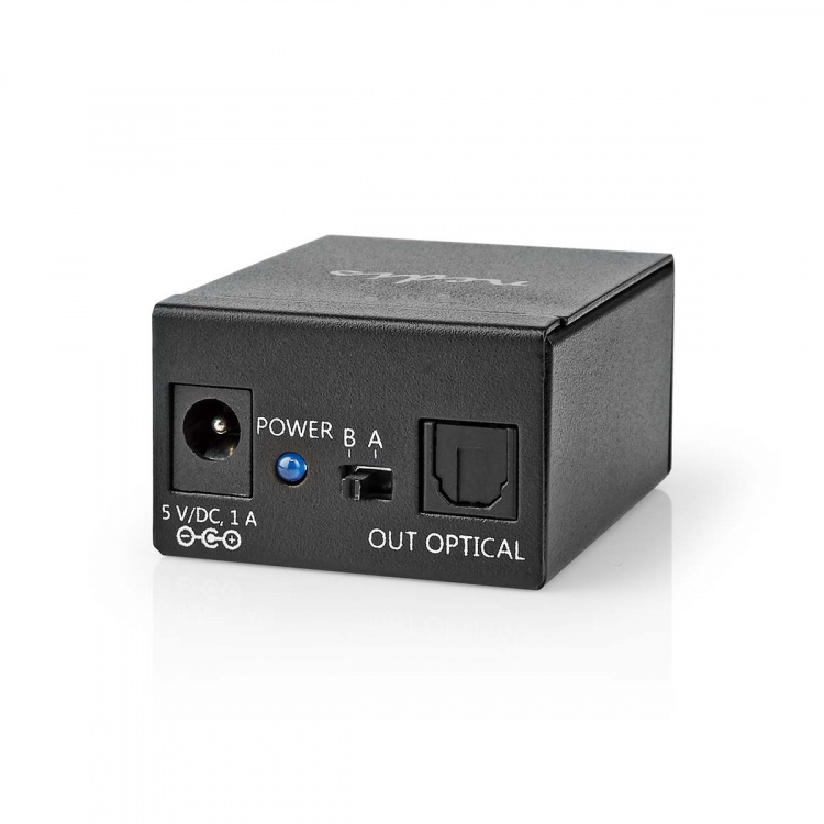 Nedis Digital Audio Switch | 1-veje | Indgang til lyd- / video- / dataforbindelser: DC Power / 2x TosLink | Audio / video / dataforbindelser output: TosLink Female | Manual / Switch | Metal | Sort