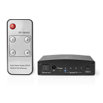 Nedis Digital Audio Switch | 4-vejs | Indgang til lyd- / video- / dataforbindelser: DC Power / 4x TosLink | Audio / video / dataforbindelser output: TosLink Female | Fjernbetjening / Manual / Trykknap | Metal | Sort