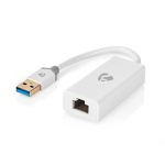 Nedis USB-netværksadapter | USB 3.2 Gen 1 | 1 Gbps | USB-A Han | RJ45 Hun | 0.20 m | Runde | Guldplateret | Kobber | Hvid | Box