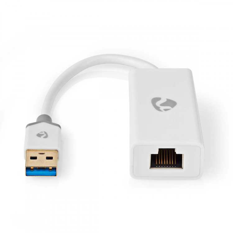 Nedis USB-netværksadapter | USB 3.2 Gen 1 | 1 Gbps | USB-A Han | RJ45 Hun | 0.20 m | Runde | Guldplateret | Kobber | Hvid | Box