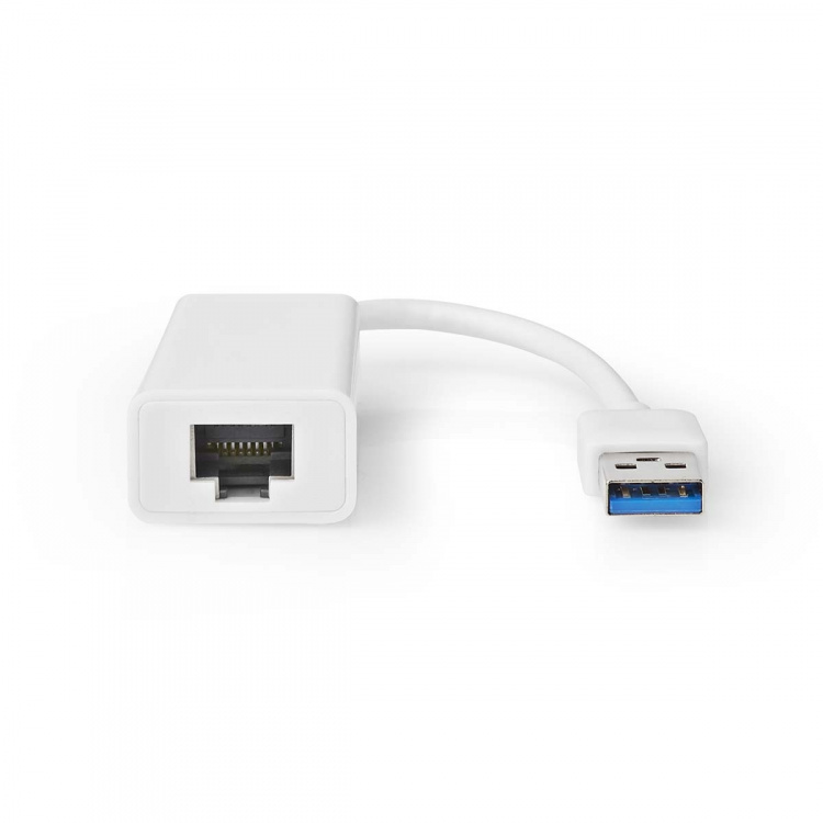 Nedis USB-netværksadapter | USB 3.2 Gen 1 | 1 Gbps | USB-A Han | RJ45 Hun | 0.20 m | Runde | Nikkelplateret | Kobber | Hvid | Box