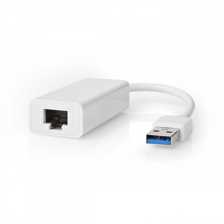Nedis USB-netværksadapter | USB 3.2 Gen 1 | 1 Gbps | USB-A Han | RJ45 Hun | 0.20 m | Runde | Nikkelplateret | Kobber | Hvid | Box