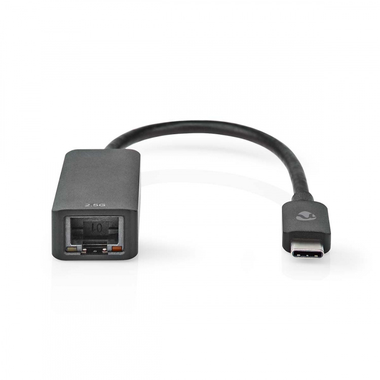 Nedis USB-netværksadapter | USB 3.2 Gen 1 | 2.5 Gbps | USB-C™ Han | RJ45 Hun | 0.20 m | Runde | Nikkelplateret | Tinkobber | Sort | Box