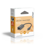 Nedis USB-netværksadapter | USB 3.2 Gen 1 | 2.5 Gbps | USB-C™ Han | RJ45 Hun | 0.20 m | Runde | Nikkelplateret | Tinkobber | Sort | Box