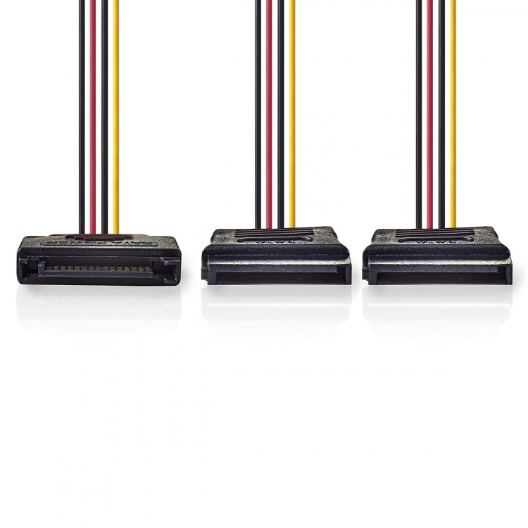 Nedis Intern Strømkabel | SATA 15-Pin Han | 2x SATA 15-Pin Hun | Guldplateret | 0.15 m | Runde | PVC | Flerfarvet | Box