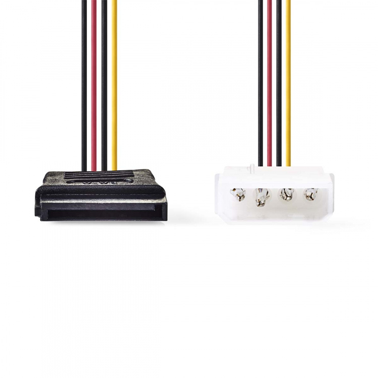 Nedis Intern Strømkabel | Molex Han | SATA 15-Pin Hun | Guldplateret | 0.15 m | Runde | PVC | Flerfarvet | Box
