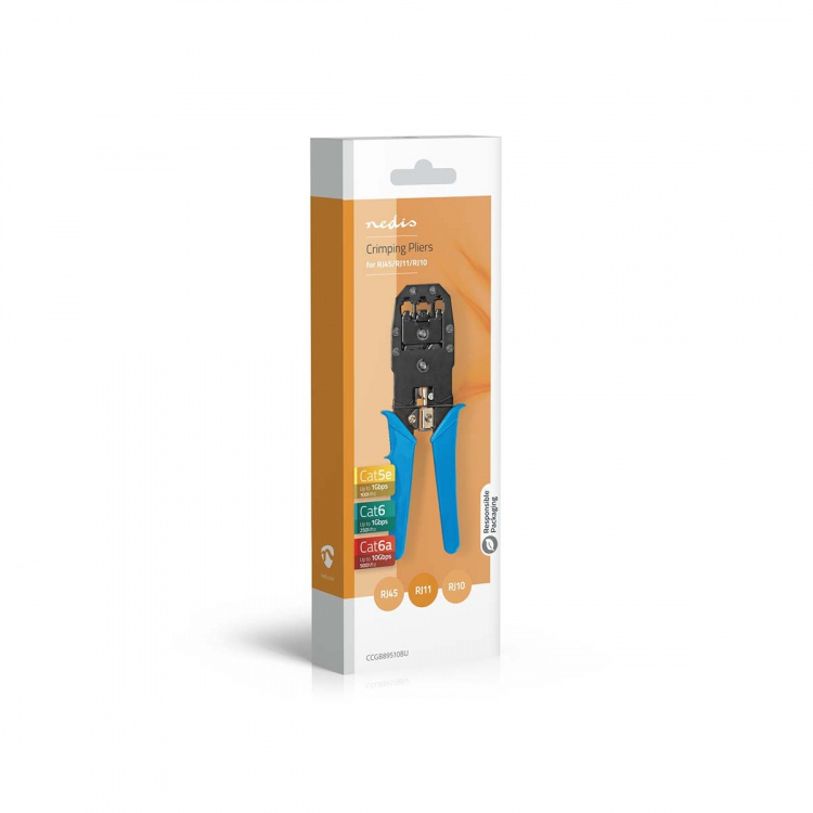 Nedis Crimp Tang | CAT5 / CAT5e / CAT6 / CAT6a / RJ10 / RJ11 | Klipper / Plier / Stripping | ABS / Stål | Blå