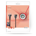 Nedis Strømkabel | Stikprop med sidebens jord – Han | Stikprop med sidebens jord – Hun | Lige | Lige | Nikkelplateret | 5.00 m | Runde | PVC | Sort | Box