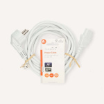 Nedis Strømkabel | Stikprop med sidebens jord – Han | IEC-320-C13 | Vinklet | Lige | Nikkelplateret | 3.00 m | Runde | PVC | Hvid | Label