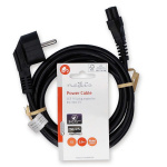 Nedis Strømkabel | Stikprop med sidebens jord – Han | IEC-320-C5 | Vinklet | Lige | Nikkelplateret | 2.00 m | Runde | PVC | Sort | Label