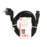 Nedis Strømkabel | Stikprop med sidebens jord – Han | IEC-320-C5 | Vinklet | Lige | Nikkelplateret | 3.00 m | Runde | PVC | Sort | Label