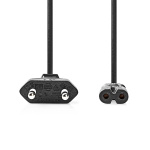 Nedis Strømkabel | Euro Mand | IEC-320-C7 | Lige | Lige | Nikkelplateret | 2.00 m | Rullet | PVC | Sort | Label