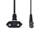 Nedis Strømkabel | Euro Mand | IEC-320-C7 | Vinklet | Venstrevinklet | Nikkelplateret | 5.00 m | Fladt | PVC | Sort | Label