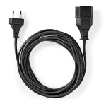 Nedis Power Extension Cable | EUR male | EUR Female| 2.0 m | Round | Black | Envelope