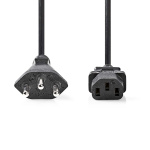 Nedis Strømkabel | CH Type 12 | IEC-320-C13 | Lige | Lige | Nikkelplateret | 2.00 m | Runde | PVC | Sort | Label