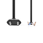 Nedis Strømkabel | Euro Mand | Open | Lige | Lige | Nikkelplateret | 3.00 m | Fladt | PVC | Sort | Label