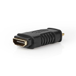 Nedis HDMI™ Adapter | HDMI™ Mini-stik | HDMI ™ -udgang | Guldplateret | Lige | ABS | Sort | 1 stk. | Blister